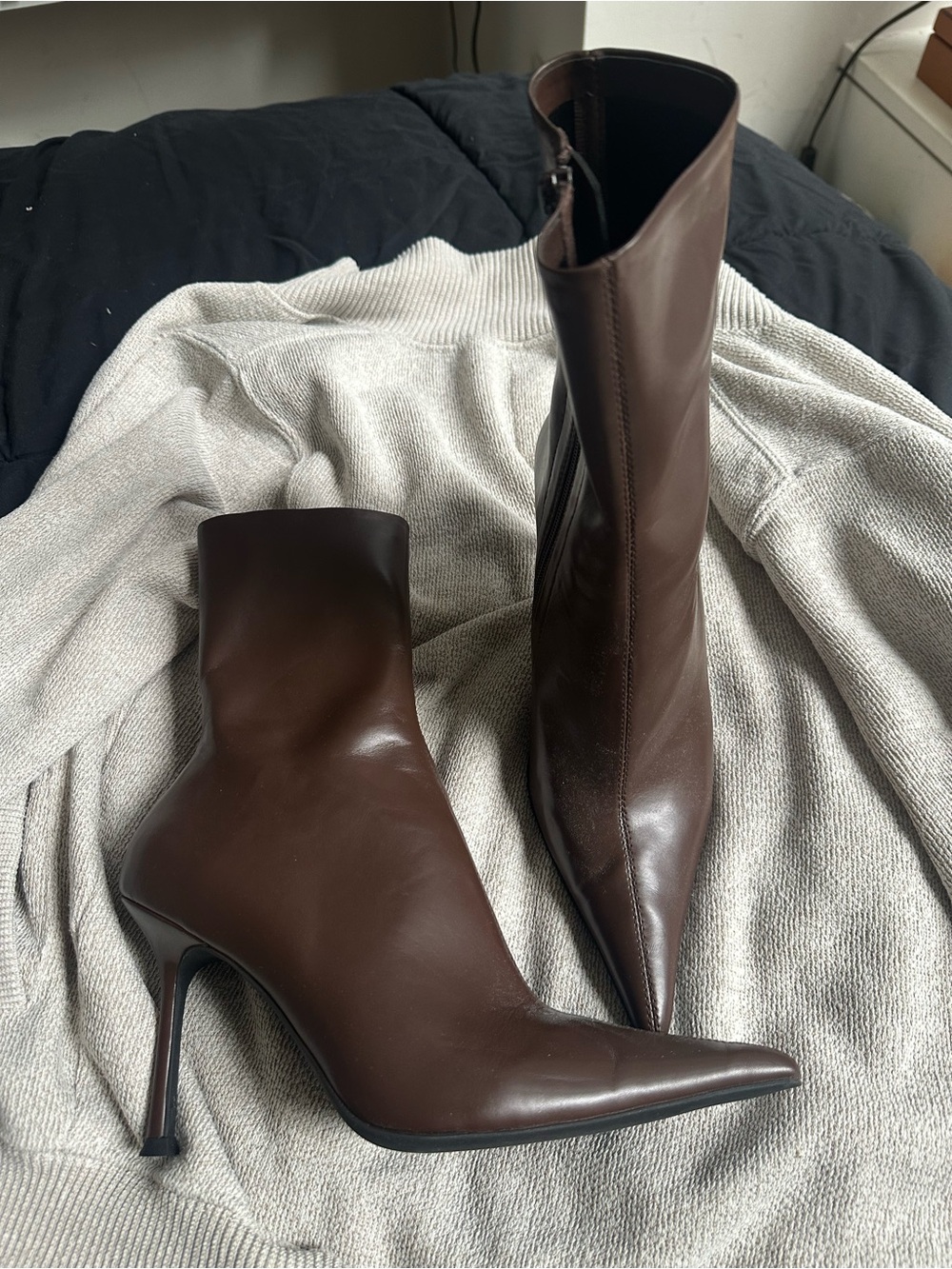Jeffery Campbell Every Night Women's Brown Pointed-Toe Stiletto Ankle Boots